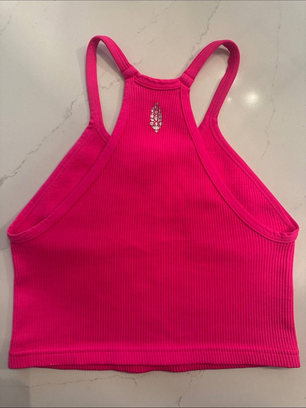 Free People Hot Pink Ribbed Racerback Crop Tank
